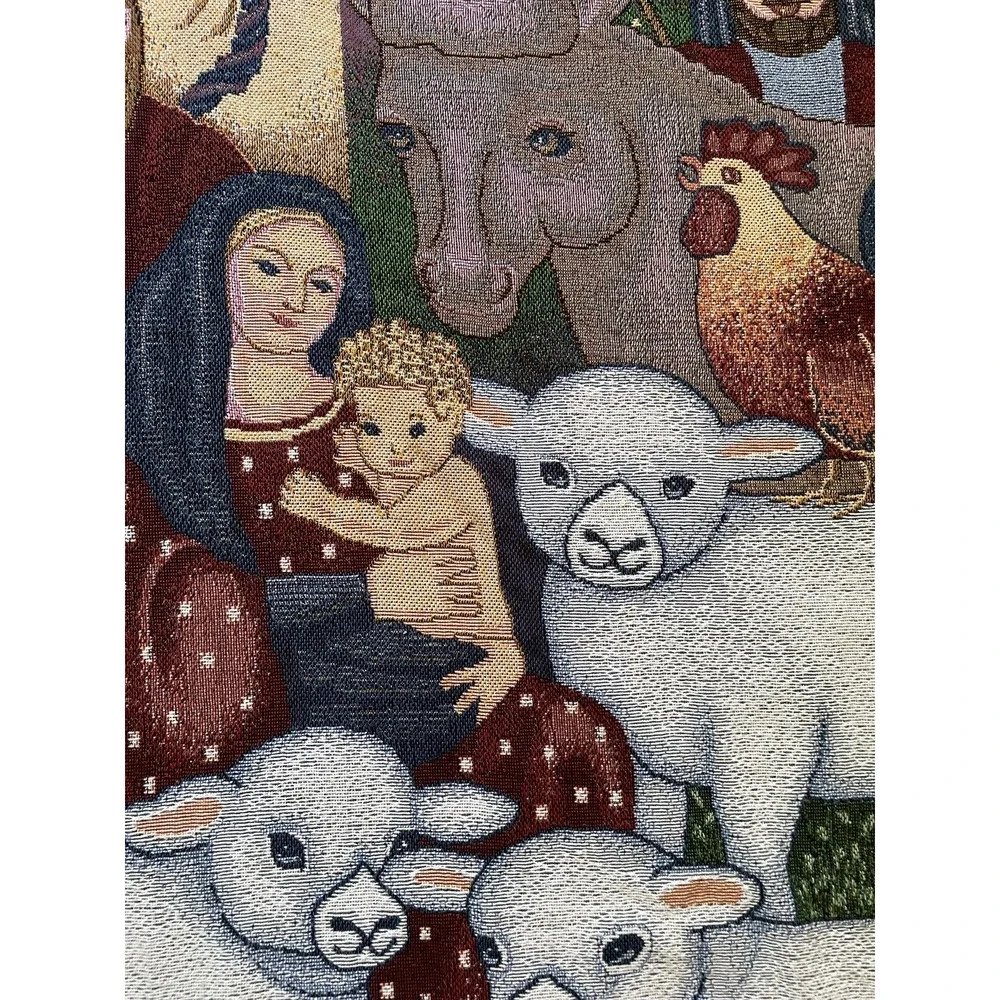 Vintage Christmas Nativity Tapestry Throw Blanket Christian Decor Religious